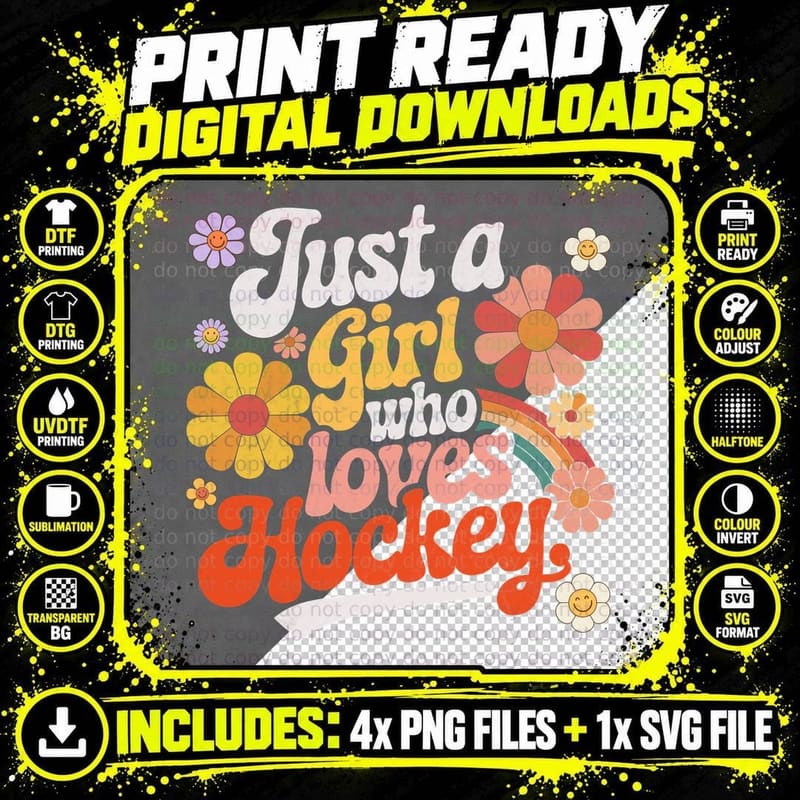 Just a Girl Who Loves Hockey T-Shirt Png SVG Digital Bundle
