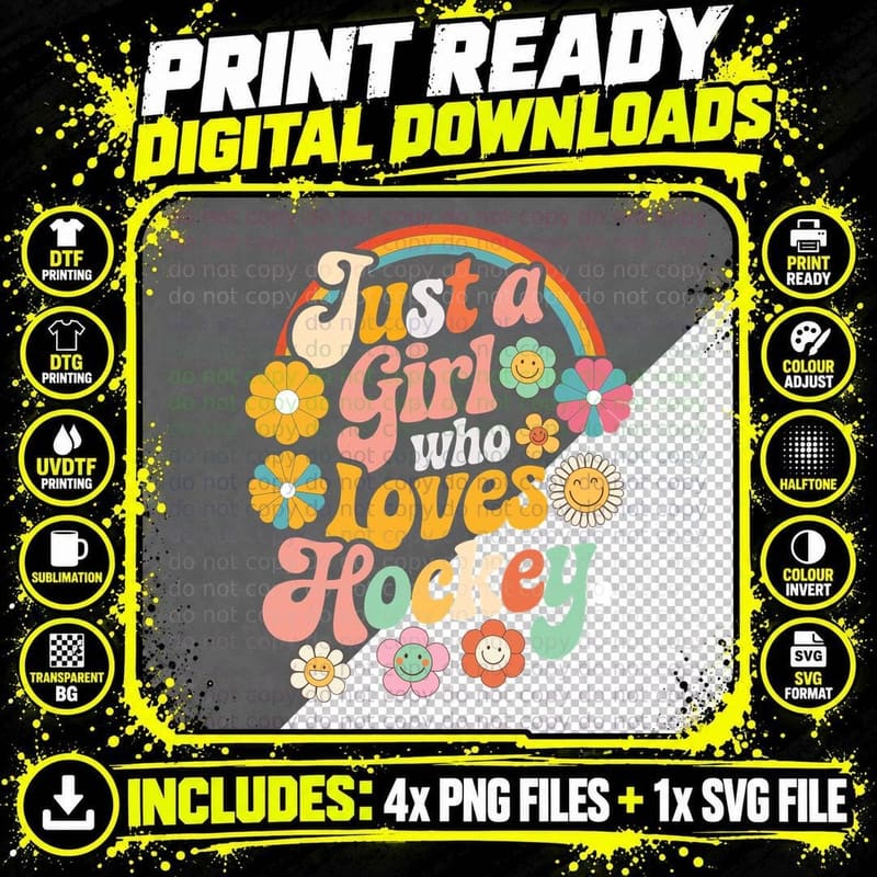 Just a Girl Who Loves Hockey. Hockey T-Shirt Png SVG Digital Bundle
