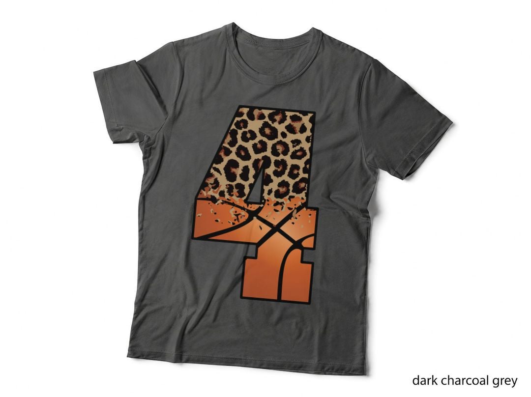 Leopard Print Number Four Basketball T-Shirt, Basketball Graphic Tee