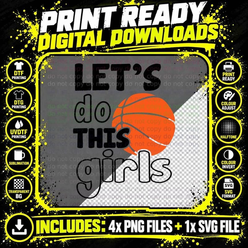 Let's Do This Girls Basketball T-Shirt Png SVG Digital Bundle
