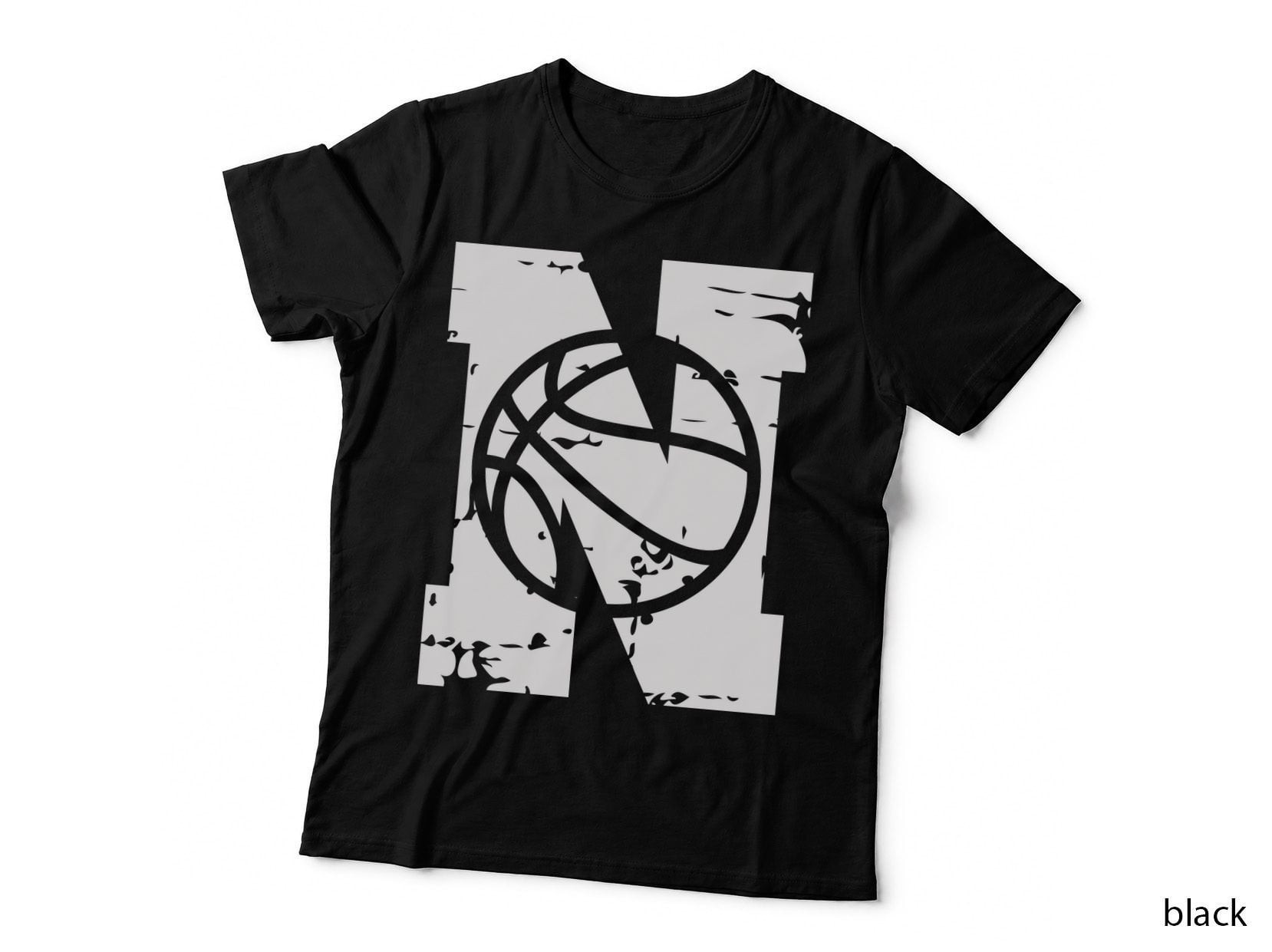 Letter N with Basketball Motif Basketball T-Shirt, Basketball Graphic Tee