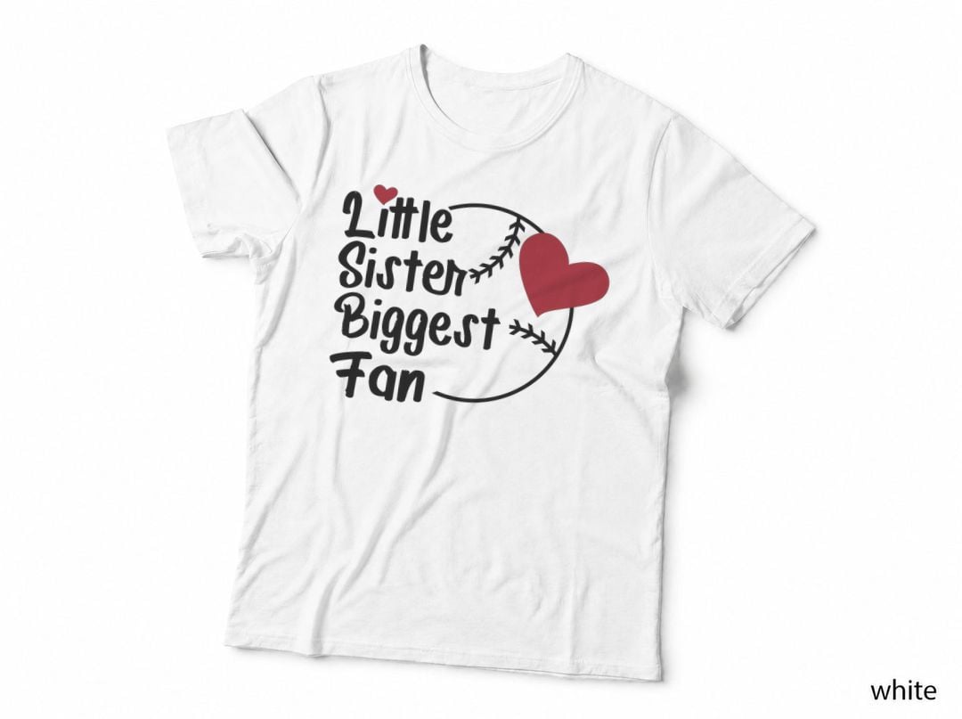 Little Sister Biggest Fan Baseball T-Shirt, Baseball-Themed Sister Love Graphic
