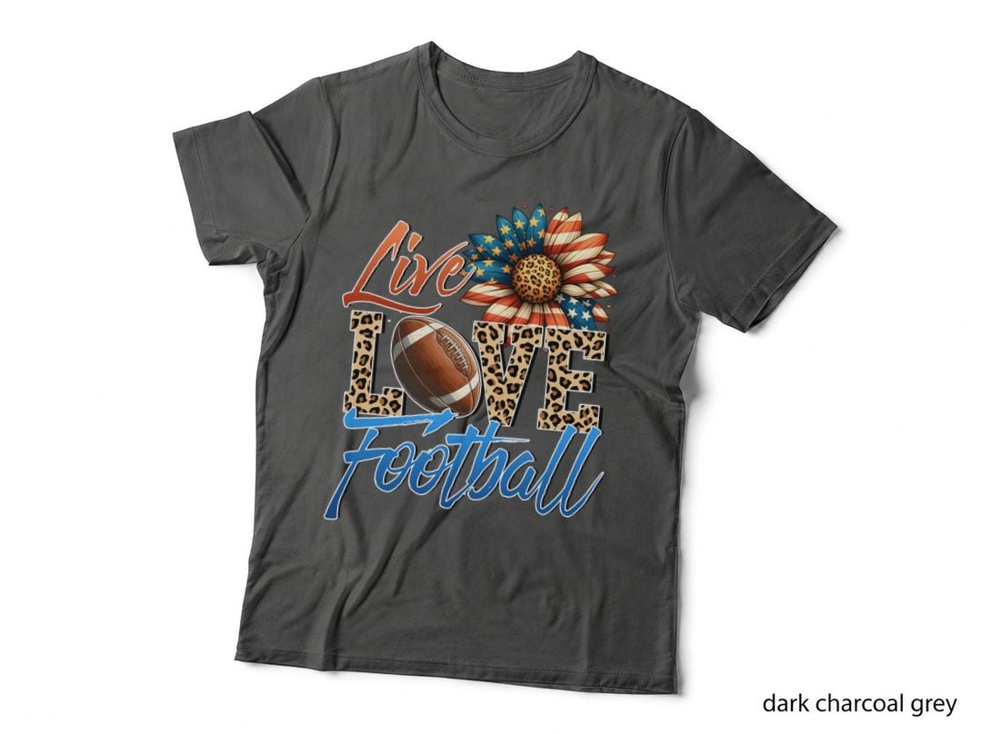 Live Love Football T-Shirt, American Football Floral Art Graphic Tee