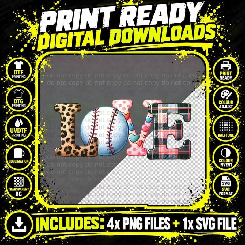 Love Baseball T-Shirt, Baseball-Themed Love Letters with Png SVG Digital Bundle