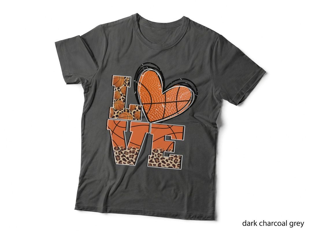 Love Basketball T-Shirt, Basketball-Themed Heart Pattern Graphic Tee