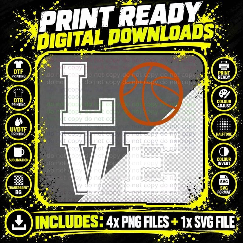 Love Basketball T-Shirt, Basketball-Themed Love Design Png SVG Digital Bundle