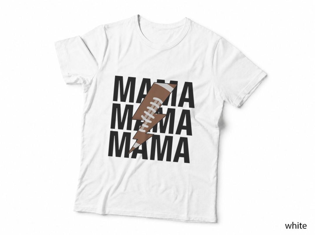 Mama Football T-Shirt, Football Lightning Bolt on Mama Graphic Tee