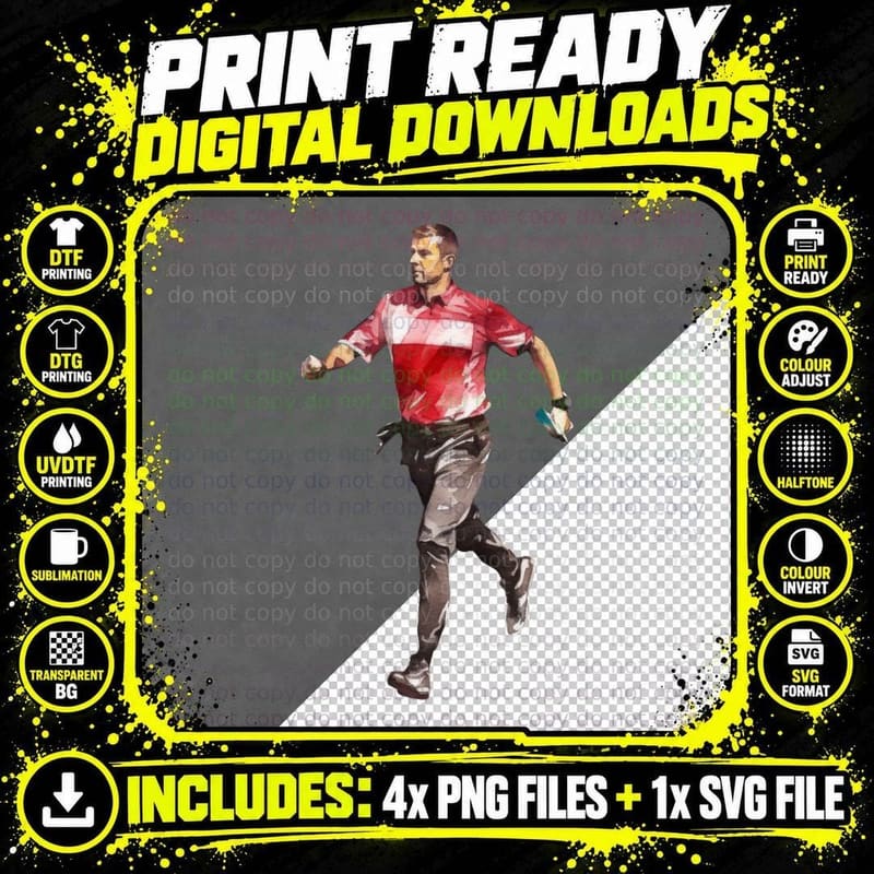 Man Running in Red Shirt Football T-Shirt Png SVG Digital Bundle