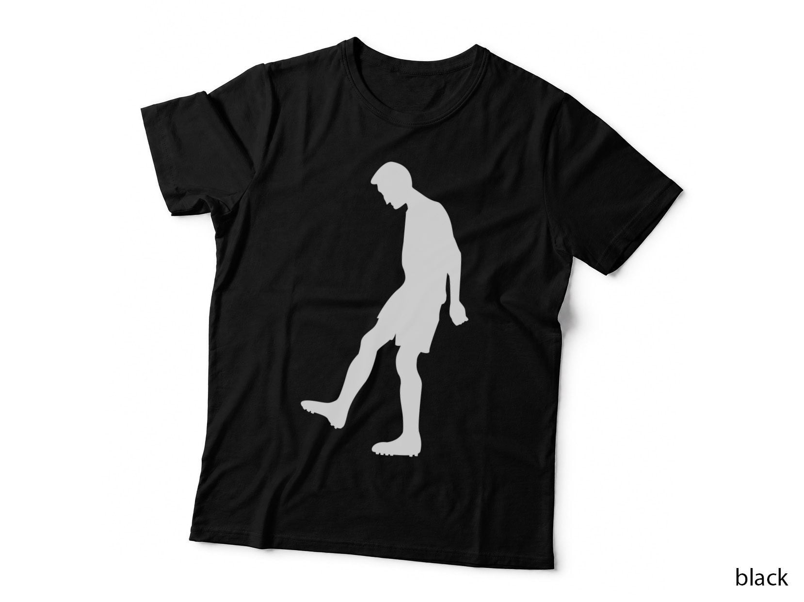 Man Walking Barefoot Silhouette Soccer T-Shirt, Soccer Graphic Tee