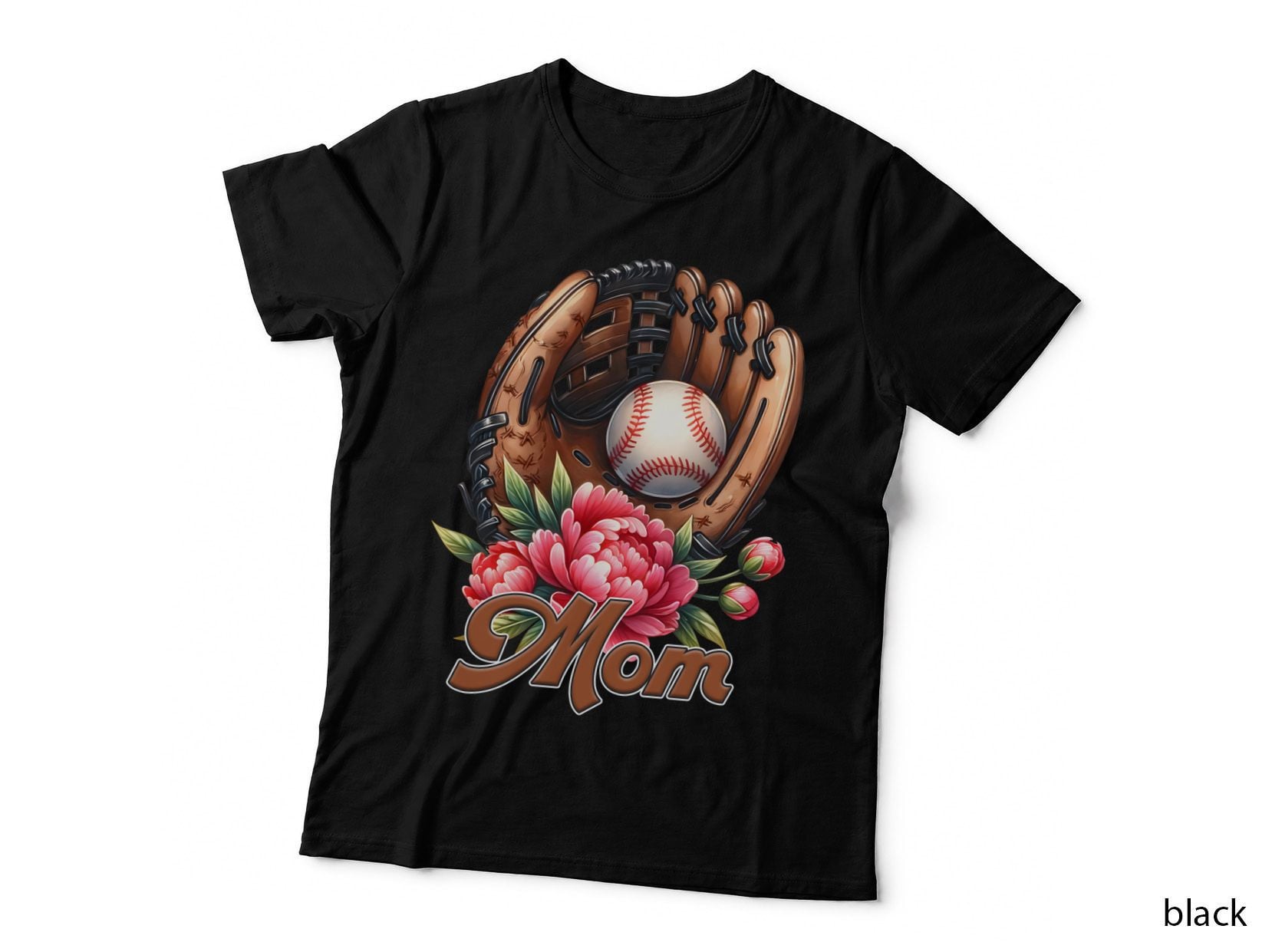 Mom Baseball T-Shirt, Baseball Glove Holding Ball with Graphic Tee