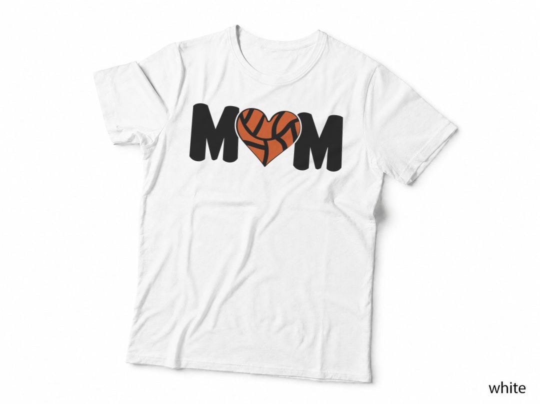 Mom Basketball T-Shirt, Basketball Heart Mom Graphic Tee, Basketball Gift Shirt
