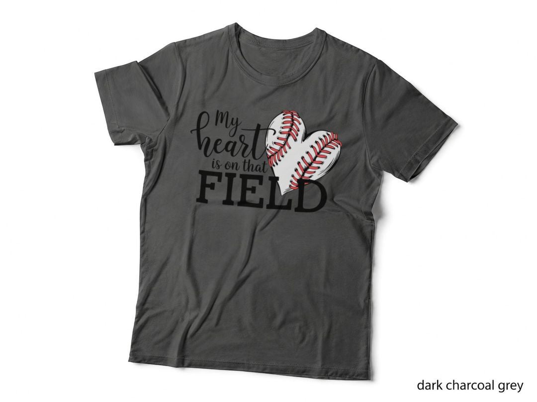My Heart Is on That Field Baseball T-Shirt, Baseball Heart on Field Graphic Tee