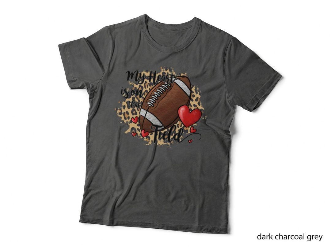 My Heart Is on That Field Football T-Shirt, Football Heart Leopard Print