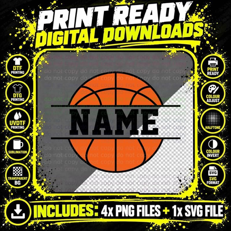 Name Basketball T-Shirt, Basketball Silhouette Graphic Png SVG Digital Bundle