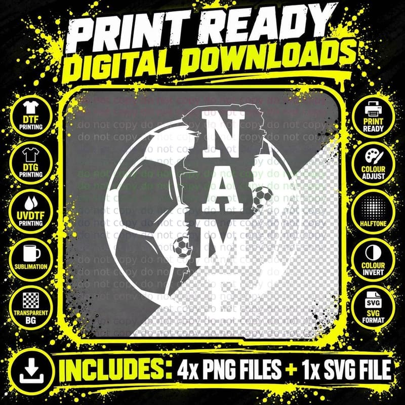 Name Soccer T-Shirt, Soccer Ball Breaking Through Wall Png SVG Digital Bundle
