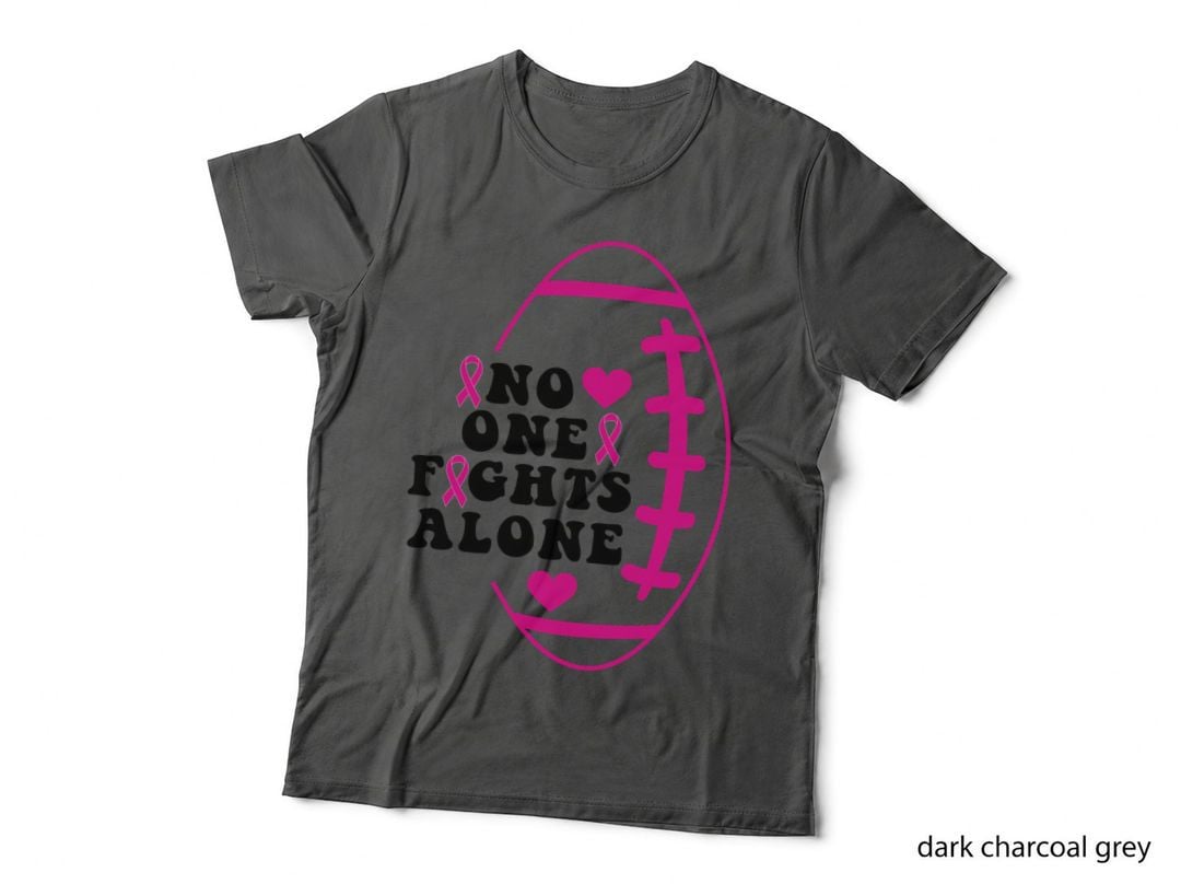 No One Fights Alone Breast Cancer T-Shirt, Football Breast Cancer Awareness