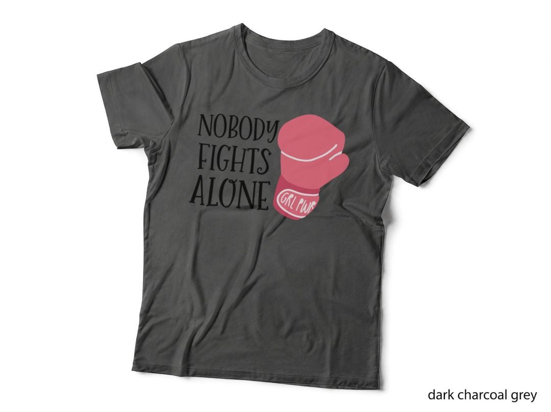 Nobody Fights Alone Breast Cancer T-Shirt, Pink Boxing Glove with Grl Pwr