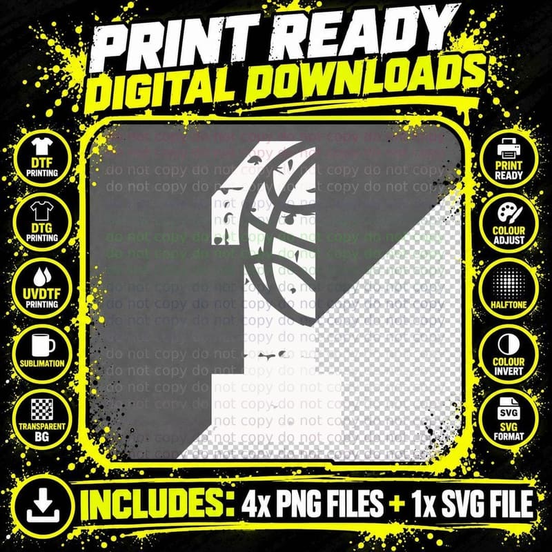 Number One Trophy Silhouette Basketball T-Shirt Png SVG Digital Bundle