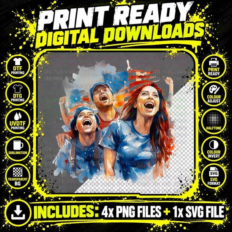 Patriotic Celebration with Friends Football T-Shirt Png SVG Digital Bundle