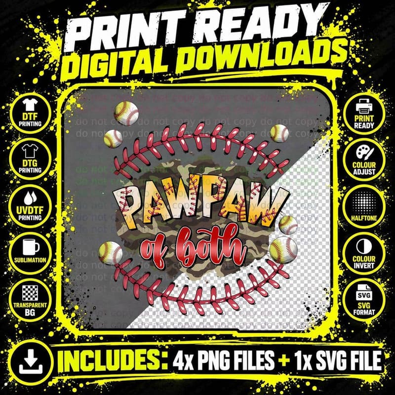 Pawpaw of Both Softball T-Shirt, Baseball-Themed Png SVG Digital Bundle