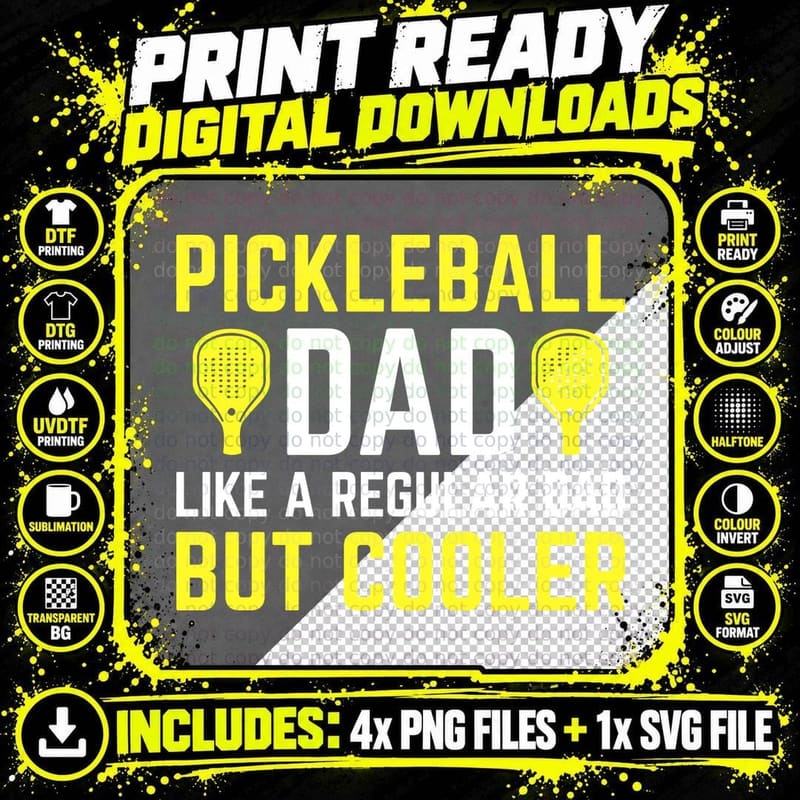 Pickleball Dad Like a Regular Dad but Cooler Pickleball Png SVG Digital Bundle