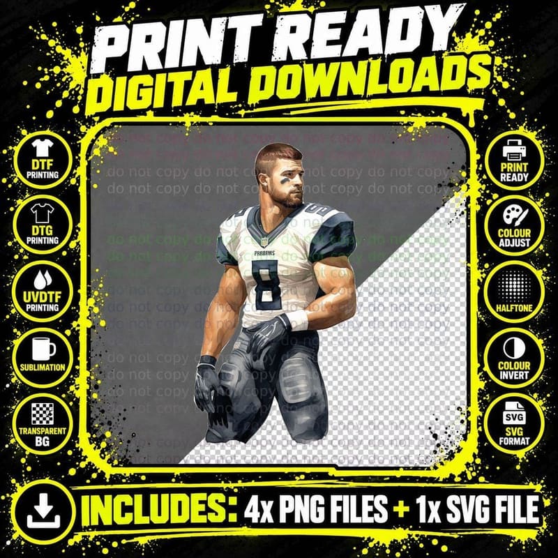 Prabins 8 Football T-Shirt, Football Player in Uniform Png SVG Digital Bundle