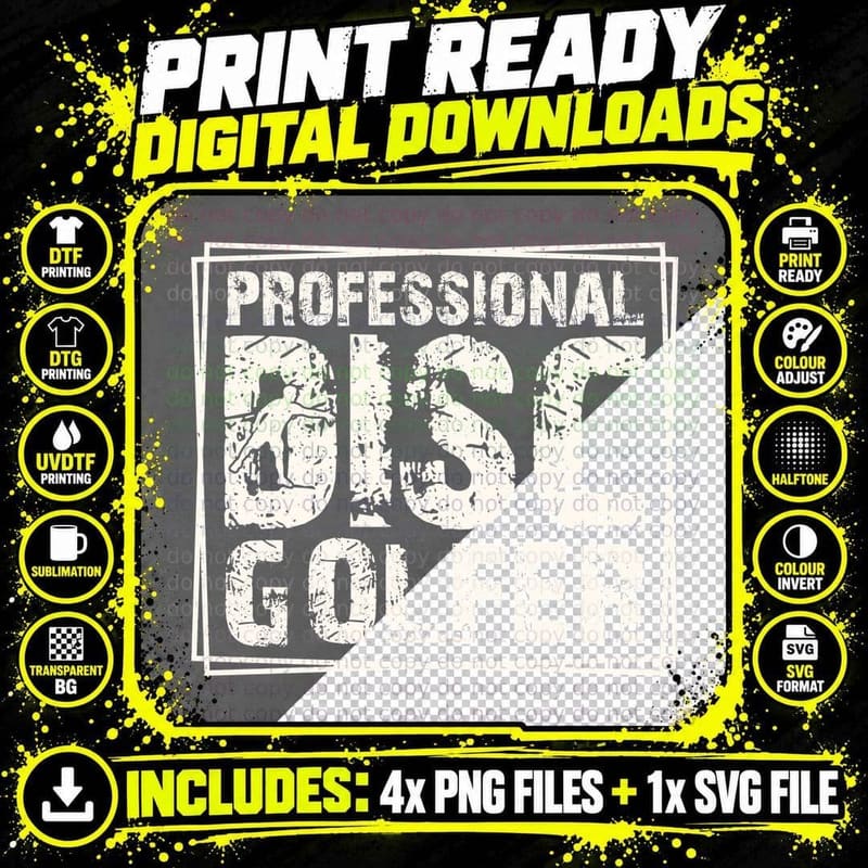 Professional Disc Golfer Disc Golf T-Shirt Png SVG Digital Bundle