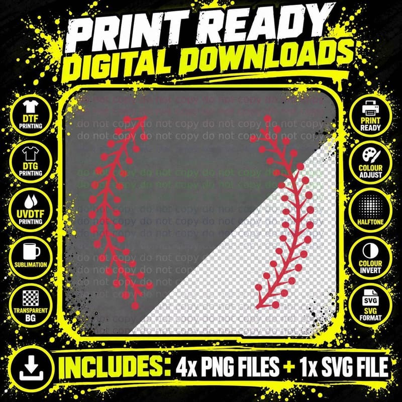 Red Floral Wreath Pattern Baseball T-Shirt Png SVG Digital Bundle