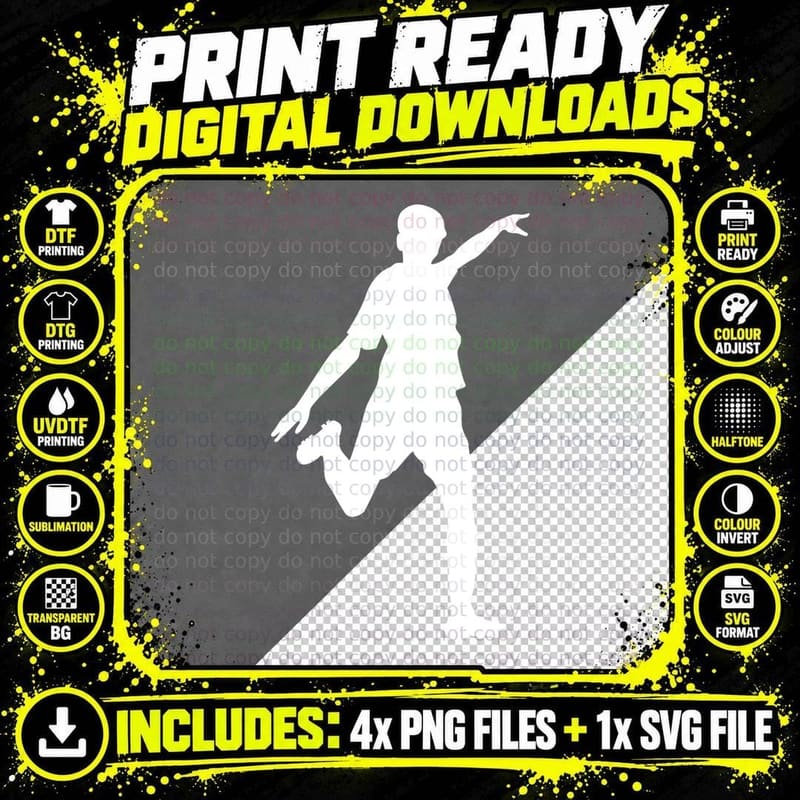 Running Athlete Silhouette Soccer T-Shirt Png SVG Digital Bundle