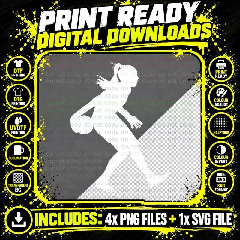 Running Silhouette with Ball Soccer T-Shirt Png SVG Digital Bundle