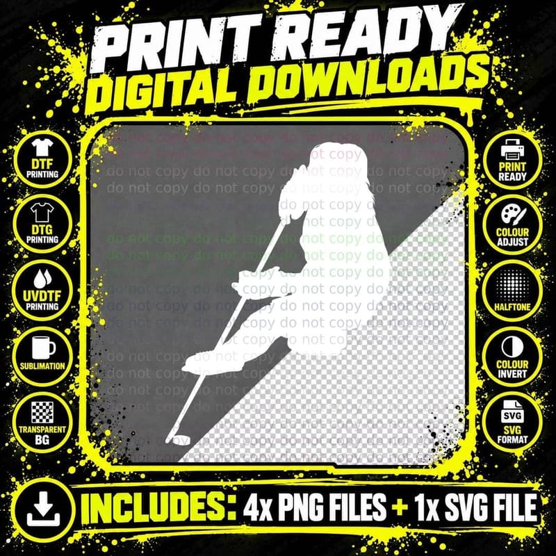 Silhouette of Child Playing Hockey T-Shirt Png SVG Digital Bundle