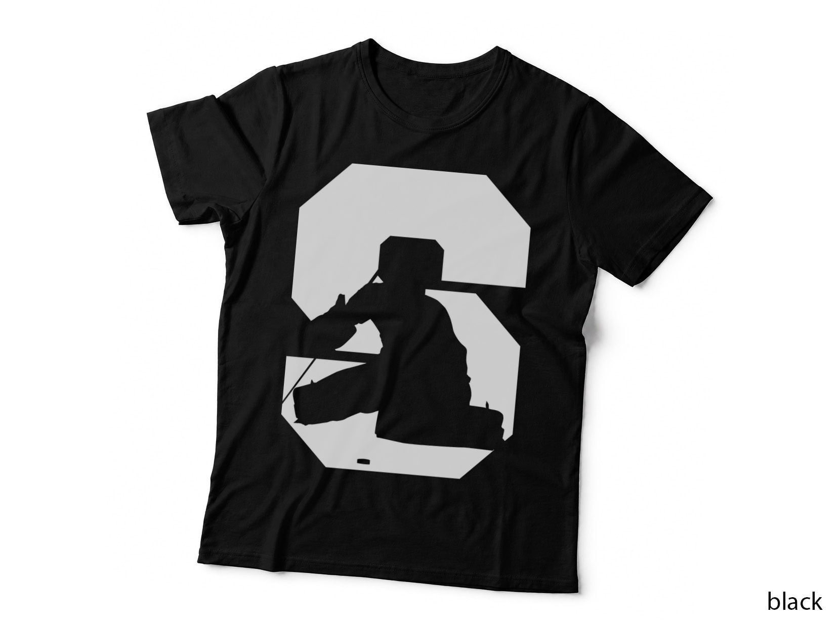 Silhouette of Person with Afro Holding Phone Hockey T-Shirt, Hockey Graphic Tee