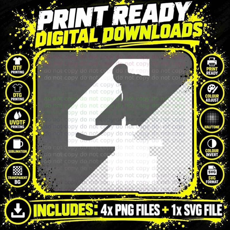 Silhouette of Person with Cat Hockey T-Shirt Png SVG Digital Bundle