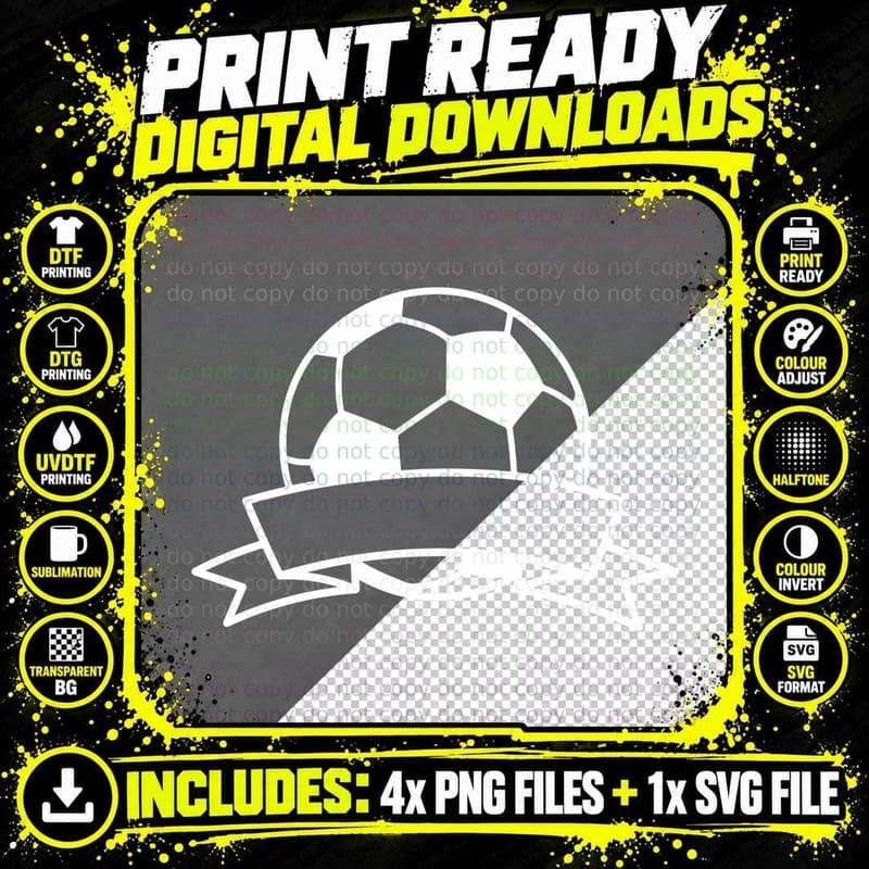 Soccer Ball Banner Design Soccer T-Shirt Png SVG Digital Bundle