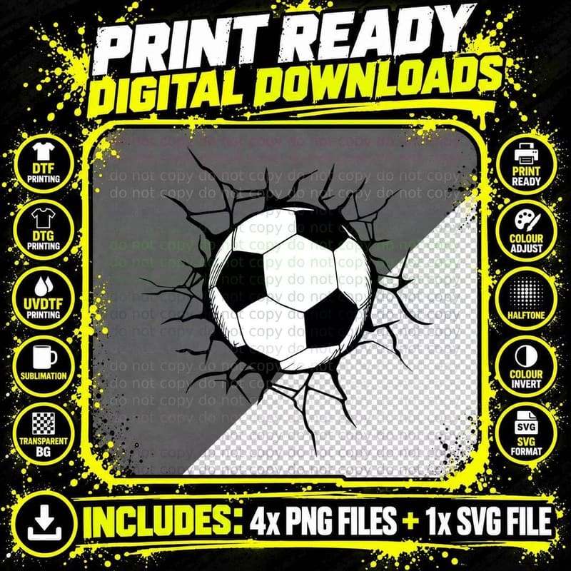 Soccer Ball Breaking Through Wall Soccer T-Shirt Png SVG Digital Bundle