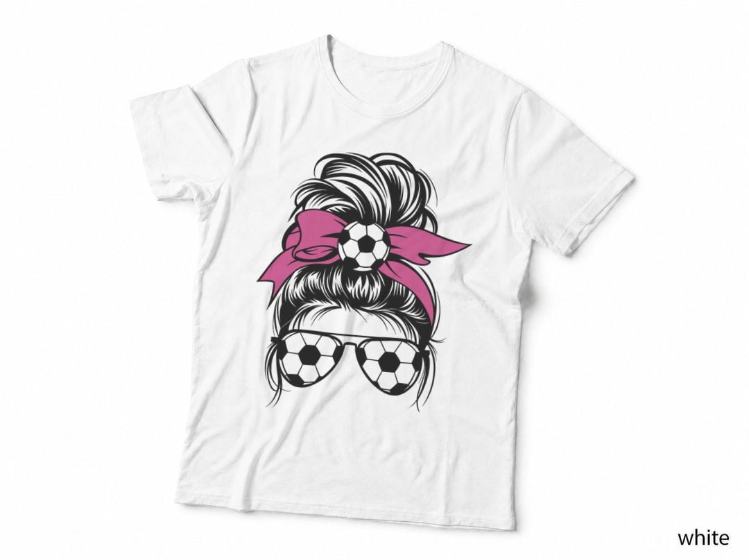 Soccer Ball Glasses Hair Bun Soccer T-Shirt, Soccer Graphic Tee
