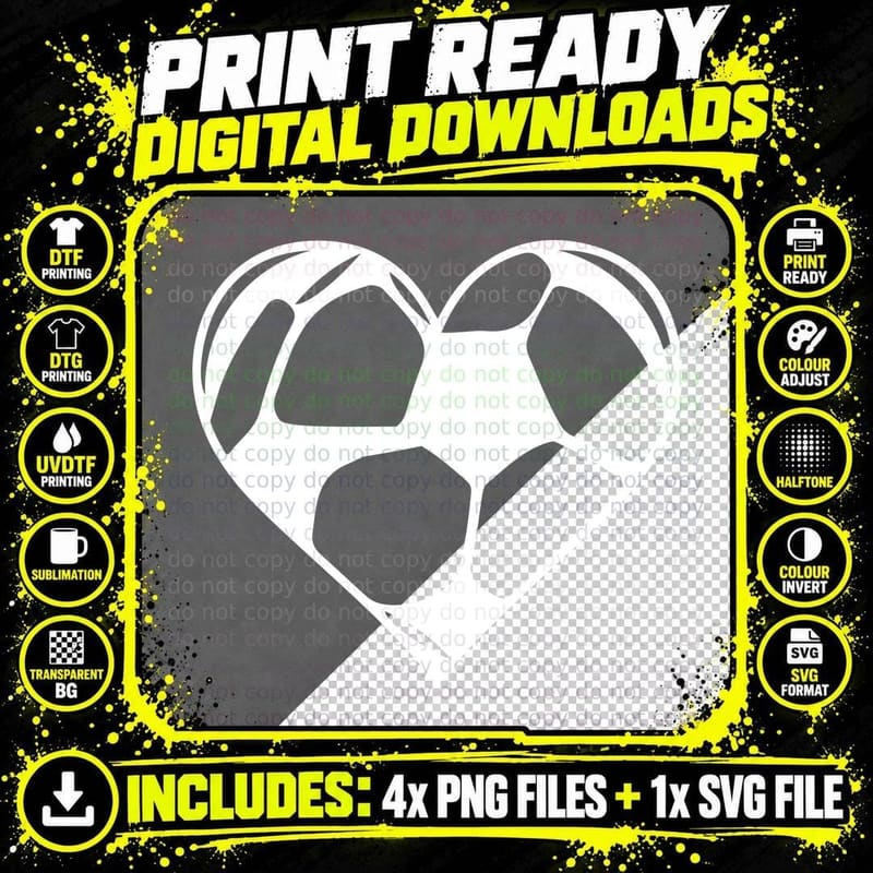 Soccer Ball Heart Shape Basketball T-Shirt Png SVG Digital Bundle