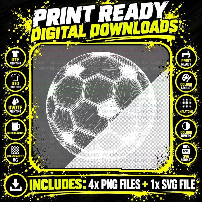 Soccer Ball Illustration Soccer Design T-Shirt Png SVG Digital Bundle