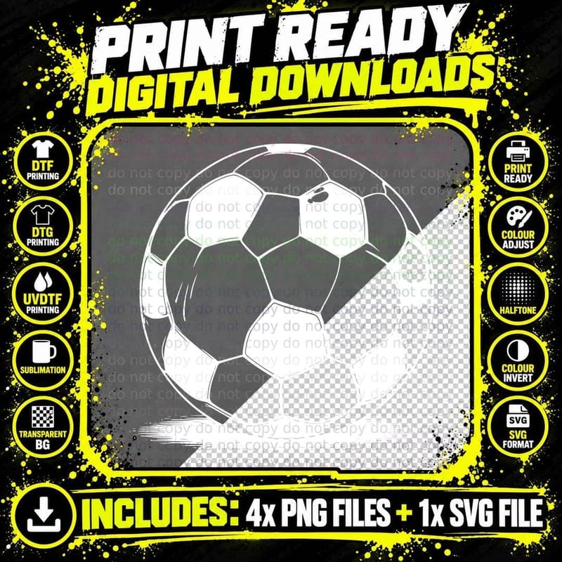 Soccer Ball Illustration Soccer T-Shirt Png SVG Digital Bundle