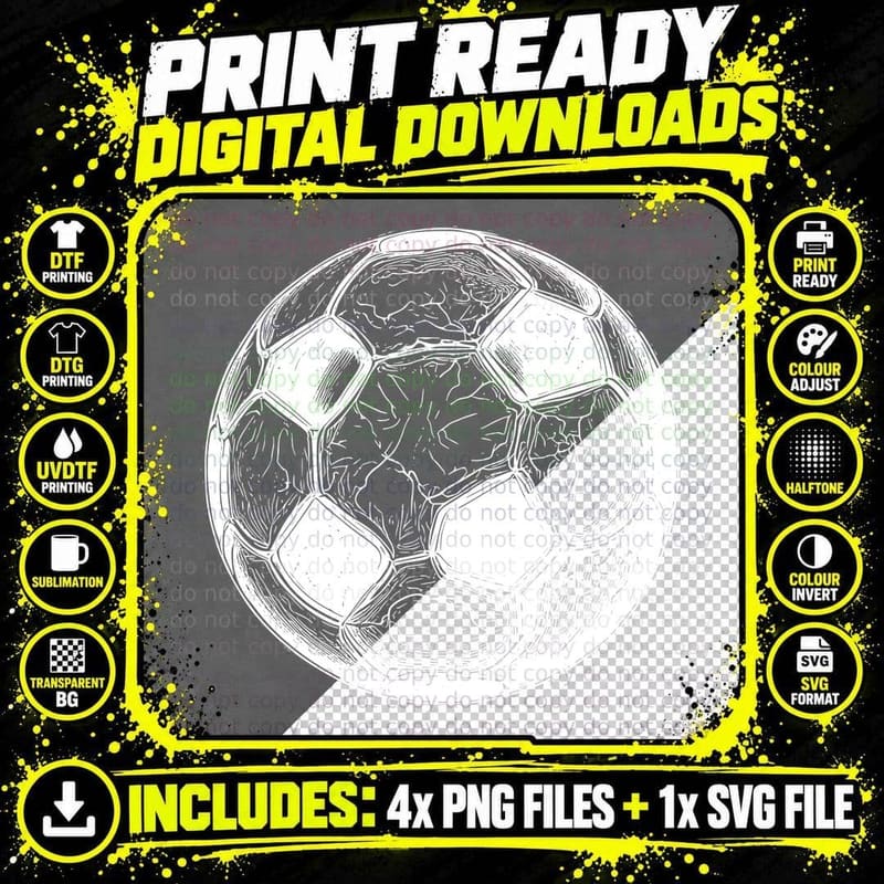 Soccer Ball Illustration Soccer T-Shirt Png SVG Digital Bundle