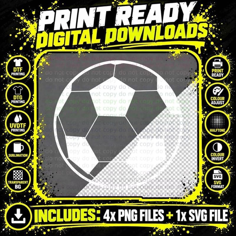 Soccer Ball Pattern Soccer Art T-Shirt Png SVG Digital Bundle