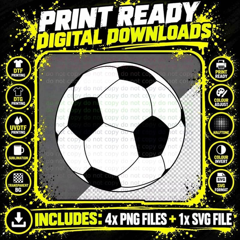Soccer Ball Pattern Soccer Art T-Shirt Png SVG Digital Bundle