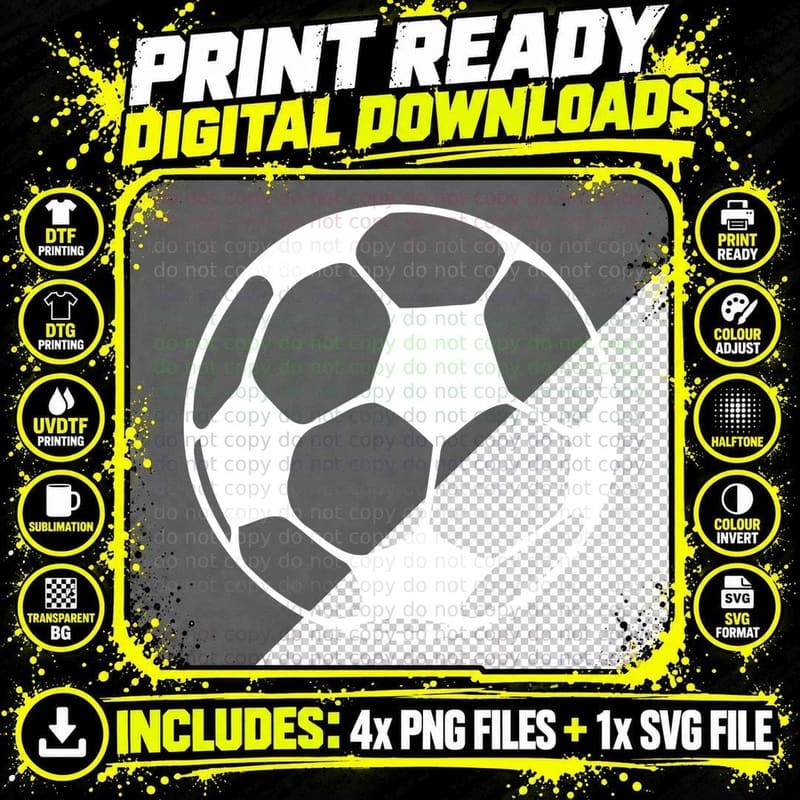 Soccer Ball Pattern Soccer Art T-Shirt Png SVG Digital Bundle