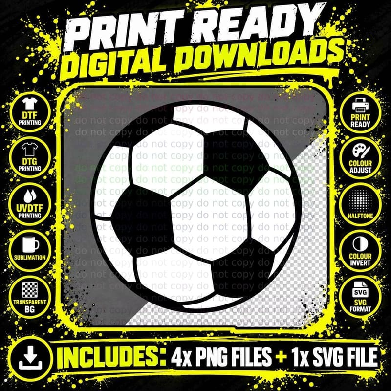 Soccer Ball Pattern Soccer Print T-Shirt Png SVG Digital Bundle