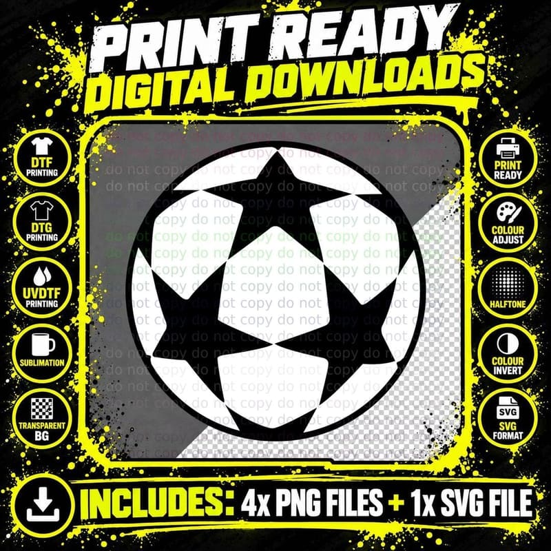 Soccer Ball Pattern with Stars Soccer T-Shirt Png SVG Digital Bundle