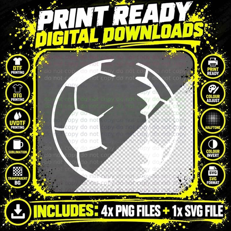Soccer Ball Silhouette Soccer Design T-Shirt Png SVG Digital Bundle