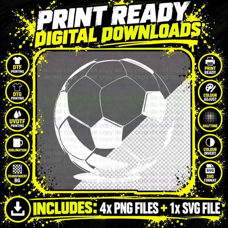 Soccer Ball Silhouette Soccer T-Shirt Png SVG Digital Bundle