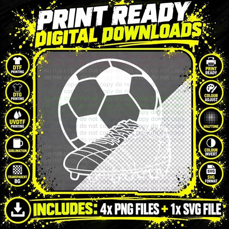 Soccer Ball and Cleat Outline Soccer T-Shirt Png SVG Digital Bundle