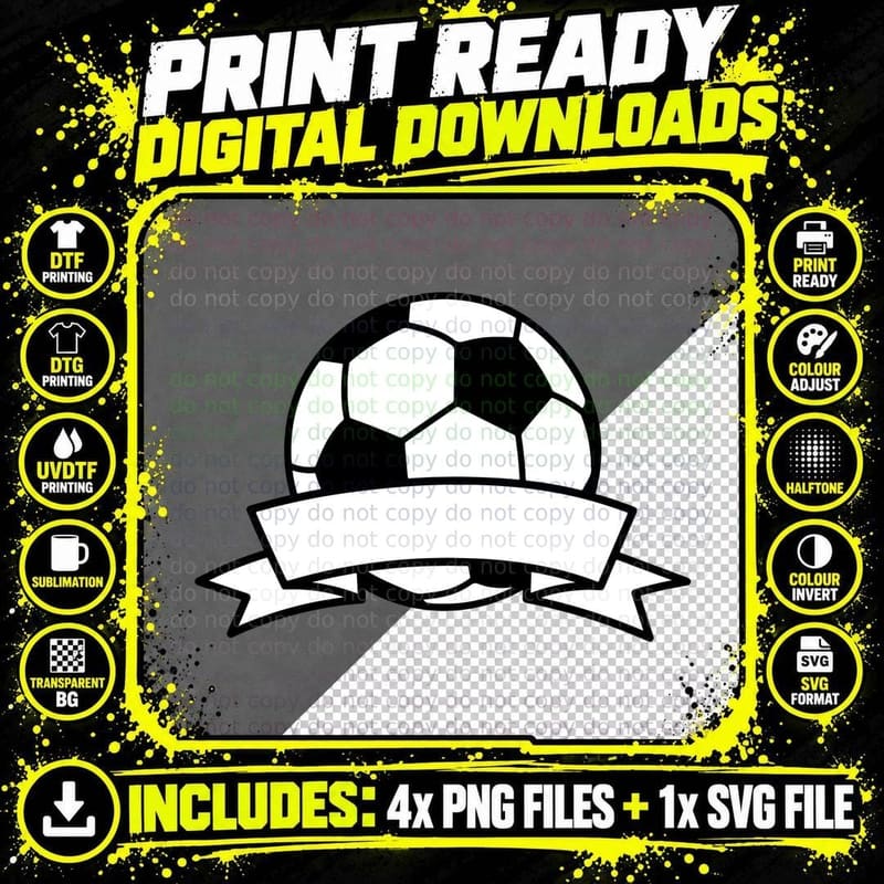 Soccer Ball with Banner Soccer T-Shirt Png SVG Digital Bundle