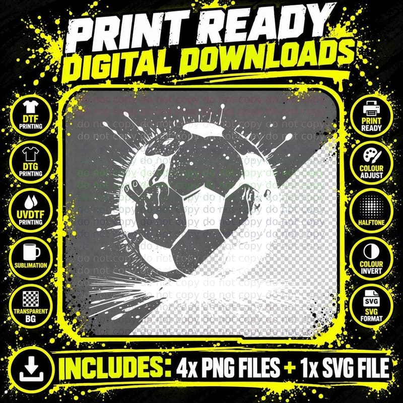 Soccer Ball with Hand Gesture Soccer T-Shirt Png SVG Digital Bundle